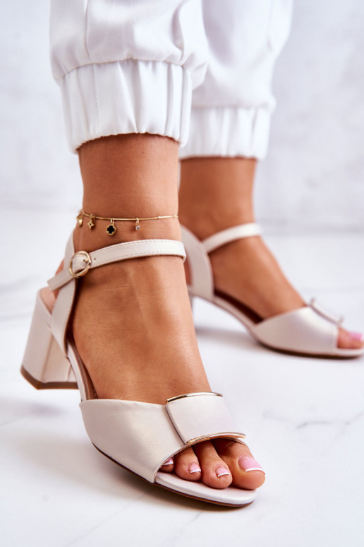 Leer Sandalen met hoge hak beige Lorisa