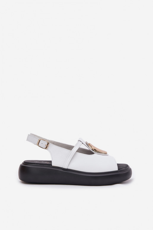 Leer Elegante stijl Dames sandalen S.Barski GR51-603 Initte kleur