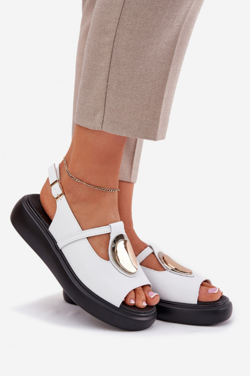 Leer Elegante stijl Dames sandalen S.Barski GR51-603 Initte kleur