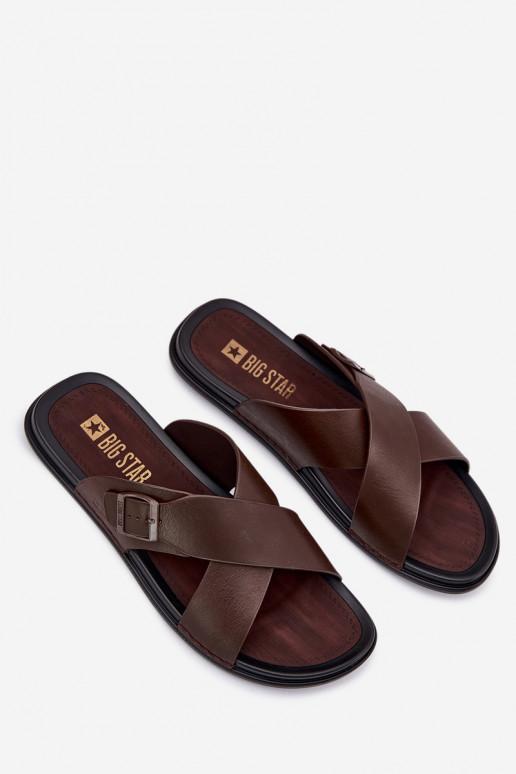 Leren pantoffels Het heeftnnen met gespen Big Star RR174077 bruine kleur