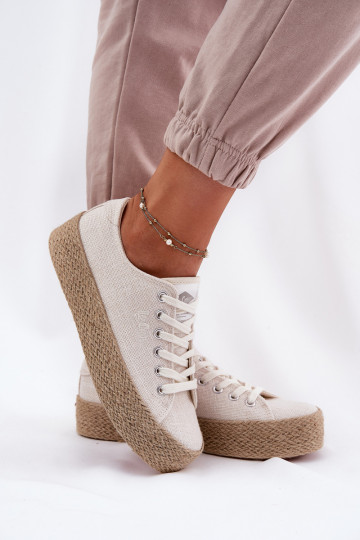 Vrijetijdsschoenen met platform Met Vlecht Lee Cooper LCIN-25-02-3284 ivoor 2