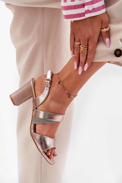 Damessandalen met hoge hakken Sergio Leone SK866 rosé gouden kleur