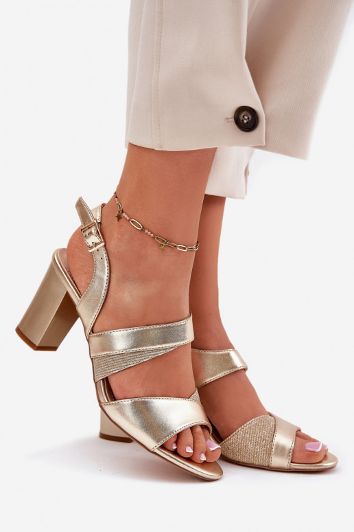 Damessandalen met hoge hakken Sergio Leone SK866 gouden kleur