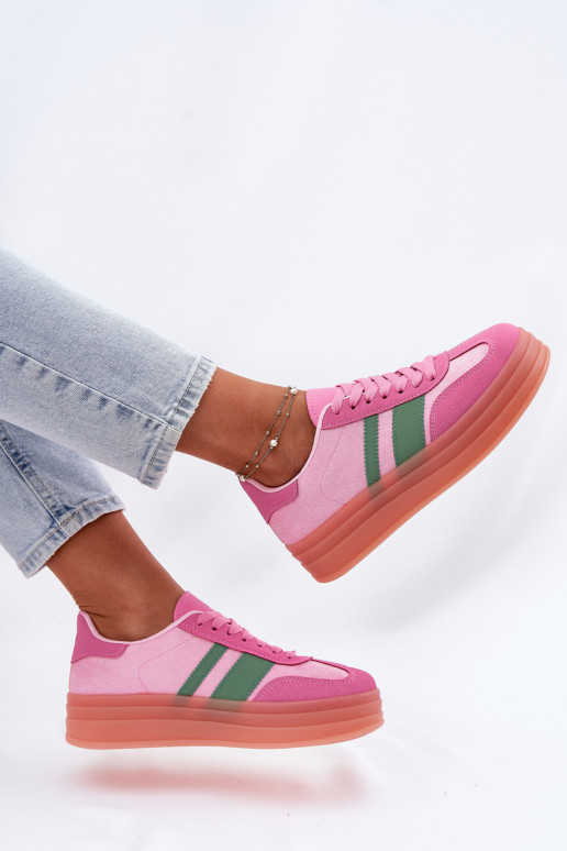 Laag Sneakers model schoenen met platform roze Ovivene Laag Sneakers model schoenen met platform roze Ovivene