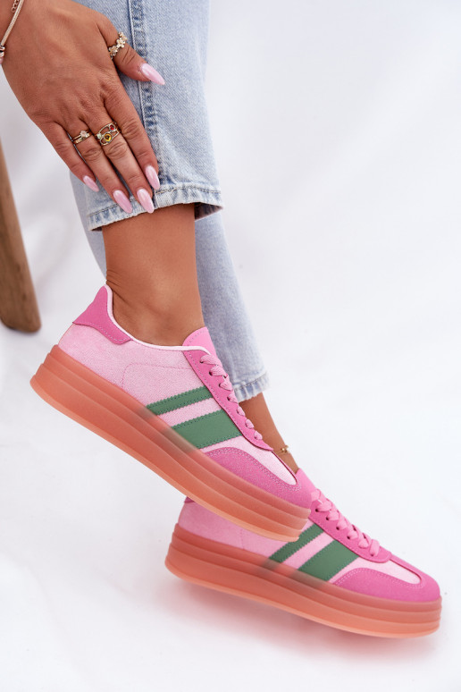 Laag Sneakers model schoenen met platform roze Ovivene Laag Sneakers model schoenen met platform roze Ovivene