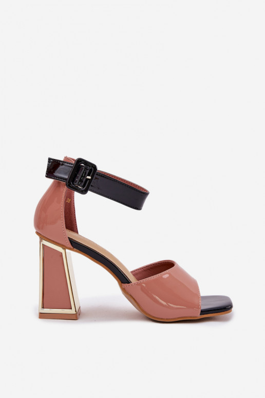 Gelakte sandalen voor dames met hakken Vinceza 20266 roze