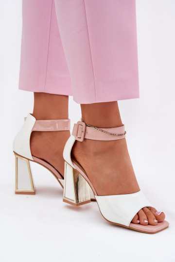 Gelakte sandalen voor dames met hakken Vinceza 20266 Initte kleur