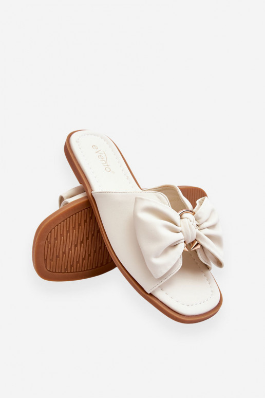 Dames Leren pantoffels met linten Initte kleur Becky Dames Leren pantoffels met linten Initte kleur Becky