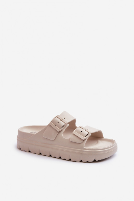 Damesschuimslippers met platform beige Melorea