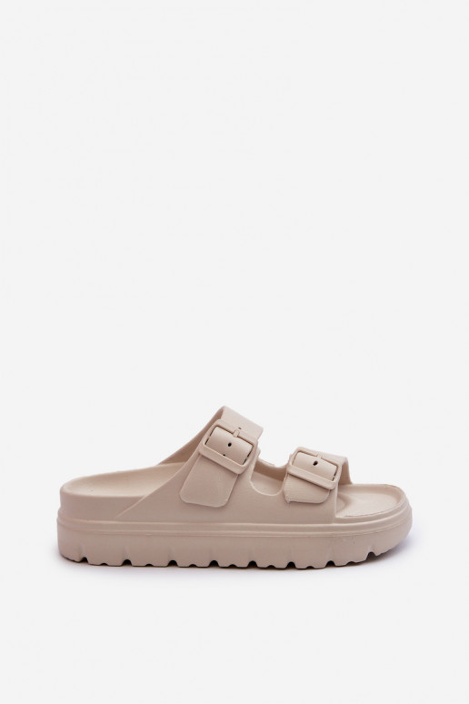 Damesschuimslippers met platform beige Melorea