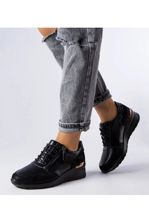 Zwarte leren instap laarzen met...