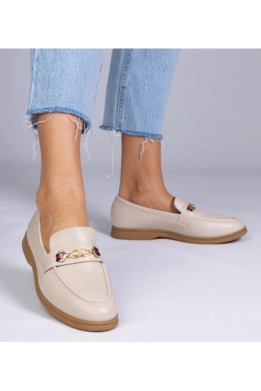 Zandkleurige mocassins met gouden...