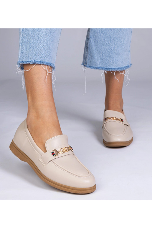 Zandkleurige mocassins met gouden...