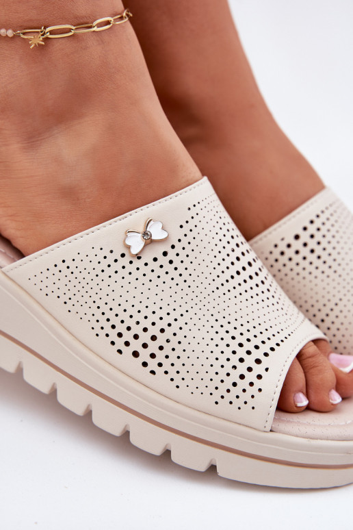 Leren pantoffels Dames Op de INig Vinceza 41477 beige