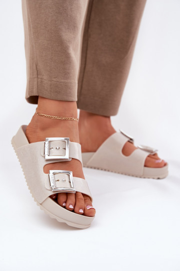 Geurig Damespantoffels met gespen En glitter ZAXY RR285056 beige