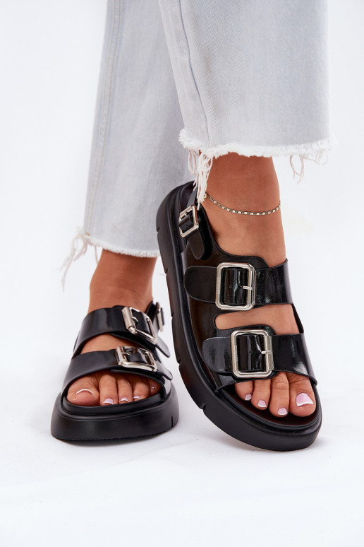 Leer Gelakte sandalen voor dames met gespen Big Star RR274662 zInart
