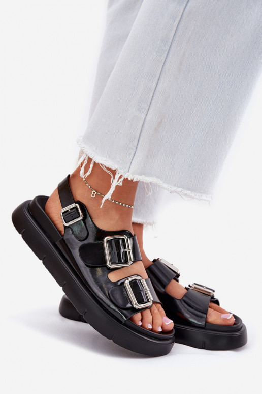 Leer Gelakte sandalen voor dames met gespen Big Star RR274662 zInart