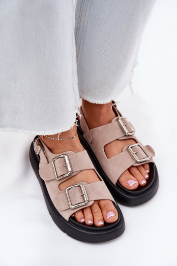 Suède damessandalen met gespen Big Star RR274663 Lichtroze tint