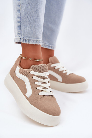 Chaki vrouwelijke sportieve schoenen met platform, „Tellnira"