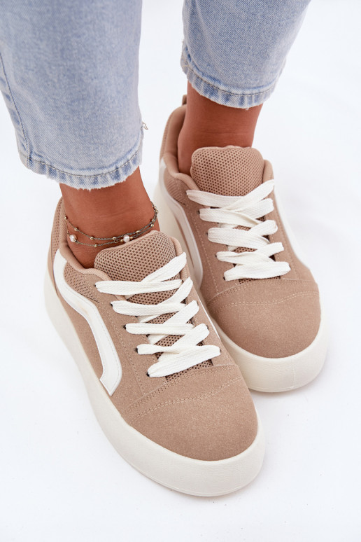 Sneakers model schoenen Dames met platform kaki kleuren Tellnira
