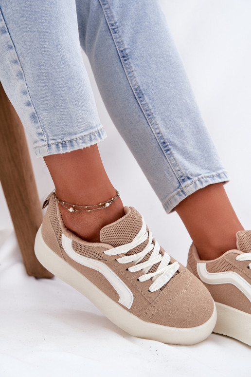 Sneakers model schoenen Dames met platform kaki kleuren Tellnira