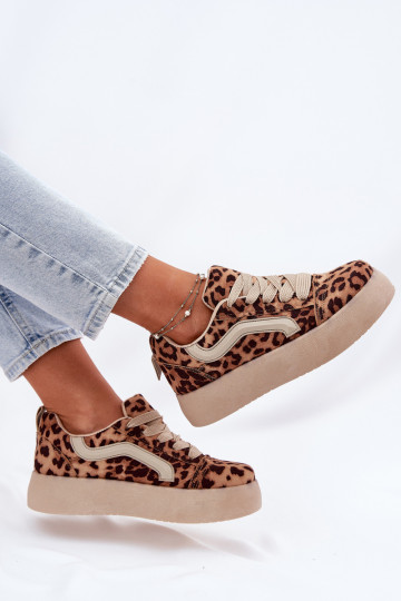 Sneakers model schoenen Dames met platform met luipaardbontpatronen Tellnira