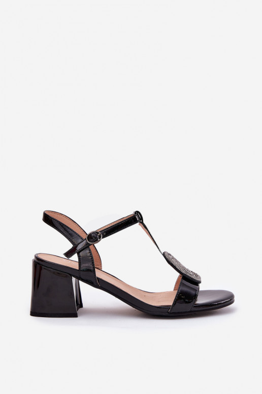 Leer Gelakte sandalen voor dames met hakken met ornamenten Vinceza 91134 zInart