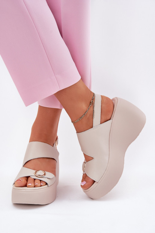 Dames sandalen Dames Op de INig en platform S.Barski LR51-540 beige