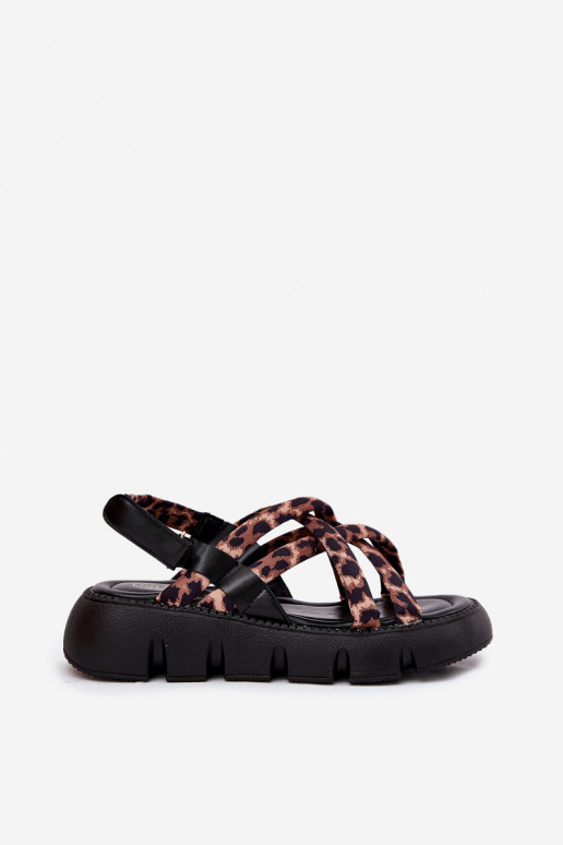 Dames sandalen met platform Met Strepen met luipaardbontpatronen Filamira