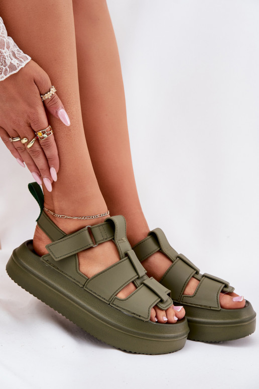 Dames sandalen met platform groene kleur Nitavelia Dames sandalen met platform groene kleur Nitavelia