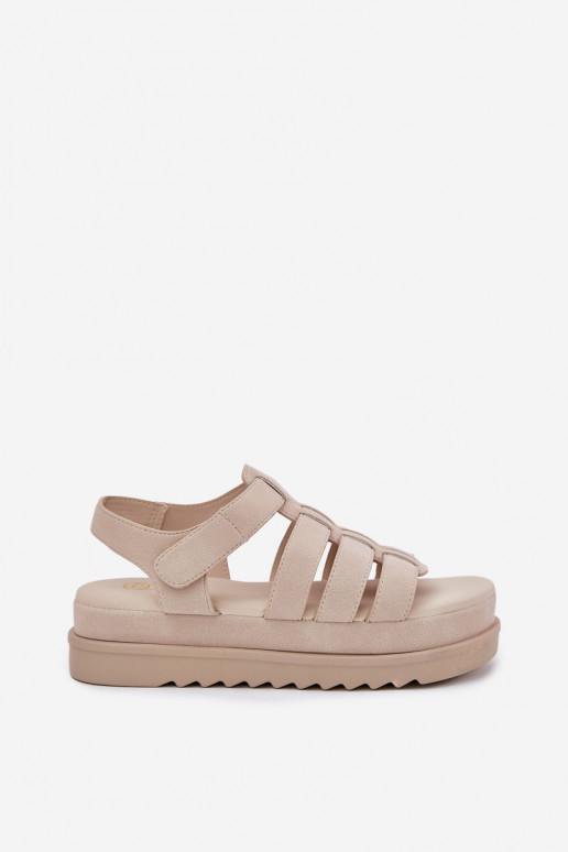 Dames sandalen met platform van eco-suèdeoIne beige Filisenia