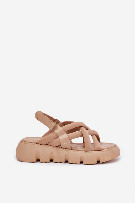 Dames sandalen met platform Met Strepen beige Filamira