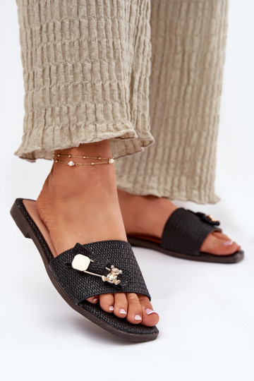 Damespantoffels met brede hakken met linten zInart Sallariela