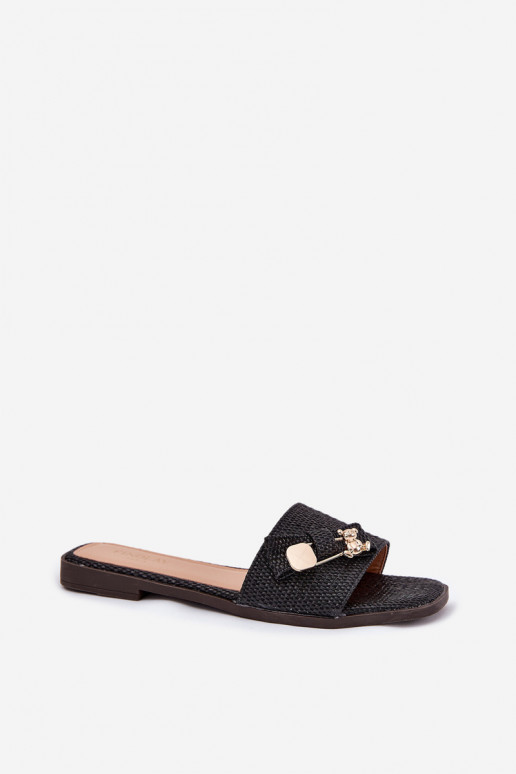 Damespantoffels met brede hakken met linten zInart Sallariela Damespantoffels met brede hakken met linten zInart Sallariela