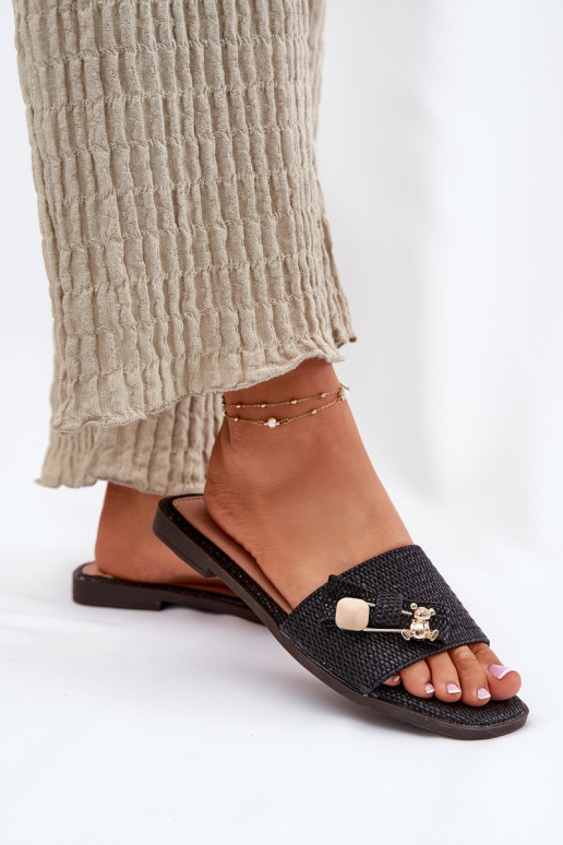 Damespantoffels met brede hakken met linten zInart Sallariela Damespantoffels met brede hakken met linten zInart Sallariela