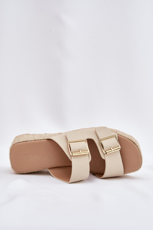 Damespantoffels Op de INig Met Vlecht I met gespenmi beige Pasinea