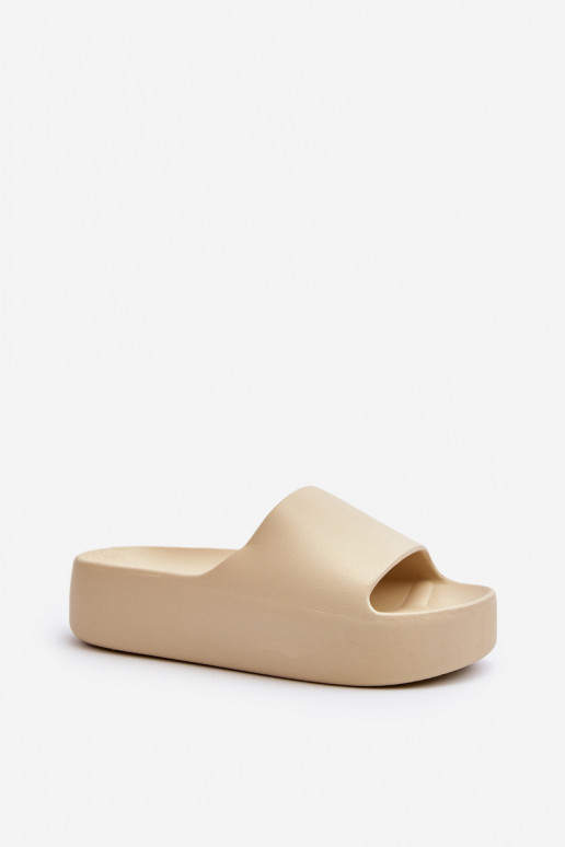 Dames Slippers Op dikke zool beige Oreithano