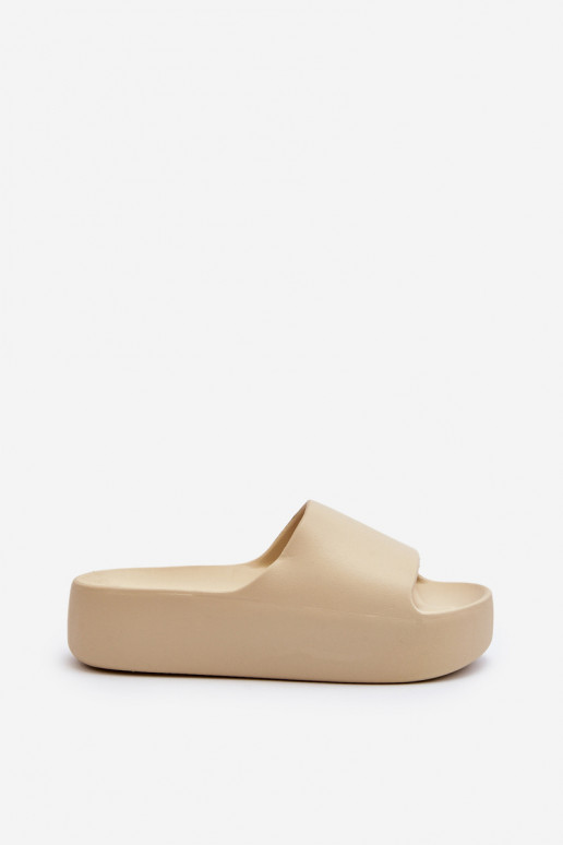 Dames Slippers Op dikke zool beige Oreithano