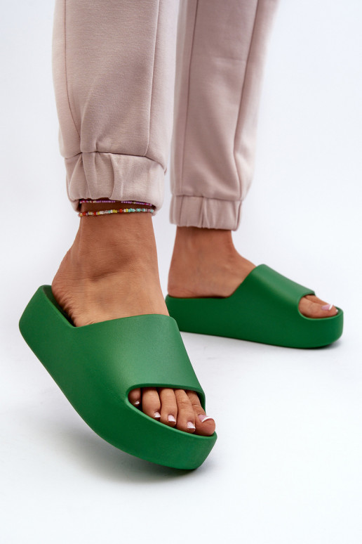 Dames Slippers Op dikke zool groene kleur Oreithano