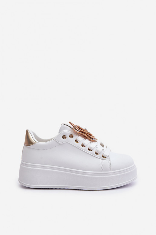 Sneakers model schoenen Dames met platform Z Vlindersm INit-gouden kleur Opritevia