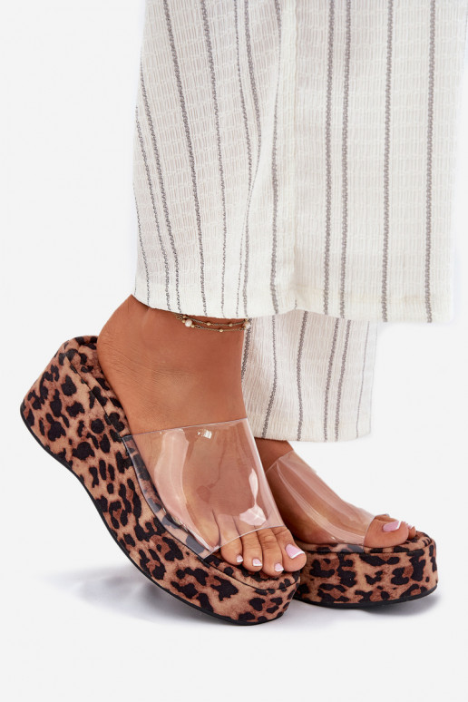 Damespantoffels Z Transparentnym Strepenem Op de INig met luipaardbontpatronen Meltiana