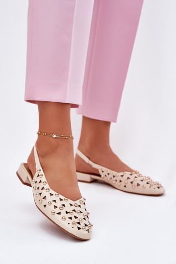 Versierd Ballerinas met brede hakken beige Nilarisela 2