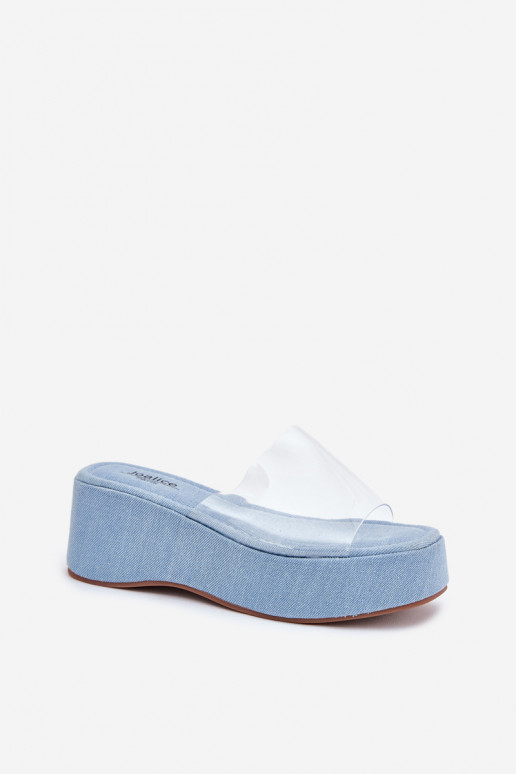 Damespantoffels Z Transparentnym Strepenem Op de INig Denim-materialen Meltiana Damespantoffels Z Transparentnym Strepenem Op de INig Denim-materialen Meltiana