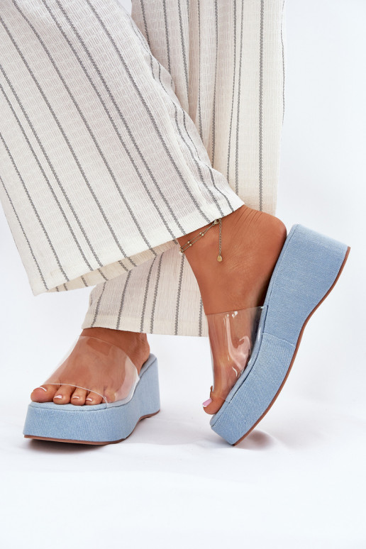 Damespantoffels Z Transparentnym Strepenem Op de INig Denim-materialen Meltiana Damespantoffels Z Transparentnym Strepenem Op de INig Denim-materialen Meltiana