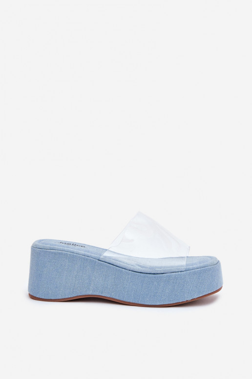 Damespantoffels Z Transparentnym Strepenem Op de INig Denim-materialen Meltiana Damespantoffels Z Transparentnym Strepenem Op de INig Denim-materialen Meltiana