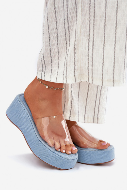 Damespantoffels Z Transparentnym Strepenem Op de INig Denim-materialen Meltiana Damespantoffels Z Transparentnym Strepenem Op de INig Denim-materialen Meltiana