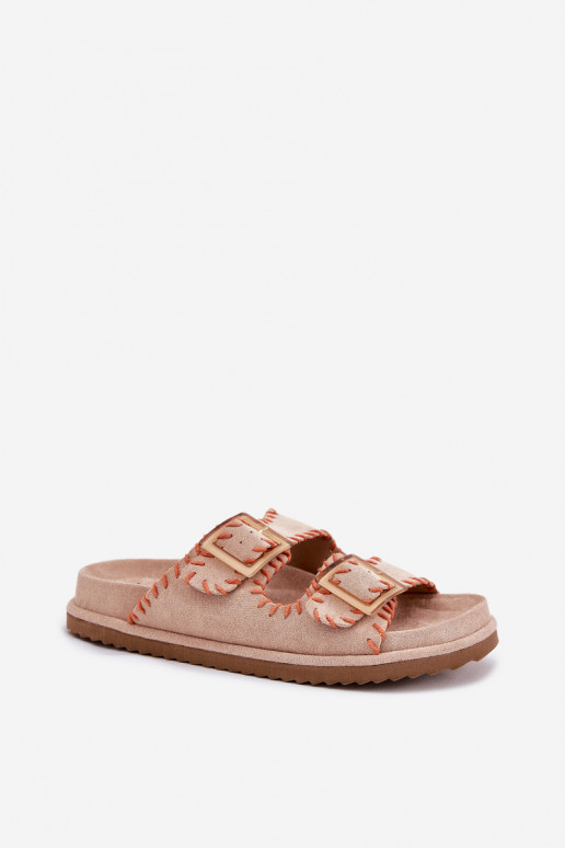 Damespantoffels met gespen I Ozdobnym Obszyciem beige Visley Damespantoffels met gespen I Ozdobnym Obszyciem beige Visley