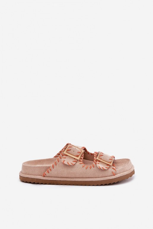 Damespantoffels met gespen I Ozdobnym Obszyciem beige Visley Damespantoffels met gespen I Ozdobnym Obszyciem beige Visley