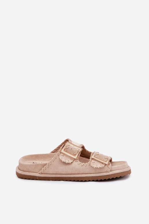Damespantoffels met gespen I Ozdobnym Obszyciem beige Visley Damespantoffels met gespen I Ozdobnym Obszyciem beige Visley