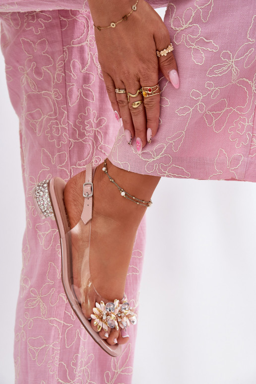 Perregimi sandalen Op een lage hak Met Decoratie D&A MR51-709 roze Perregimi sandalen Op een lage hak Met Decoratie D&A MR51-709 roze